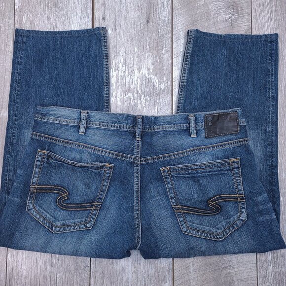 Silver Jeans Mens Hunter Athletic Fit Tapered Size 42x27 Blue Denim Mid Rise - Picture 3 of 8